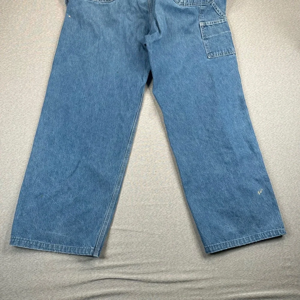 VTG Carhartt R07DST Denim Bib Overalls Mens 36x32 Blue Made in USA Distressed